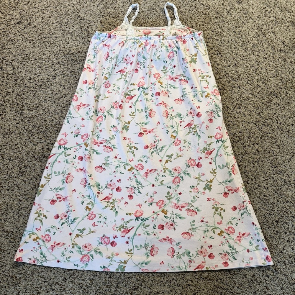 Charter Club Women's Cotton Floral Lace-Trim‎ Nightgown- Bird Bloom XL - Picture 3 of 12